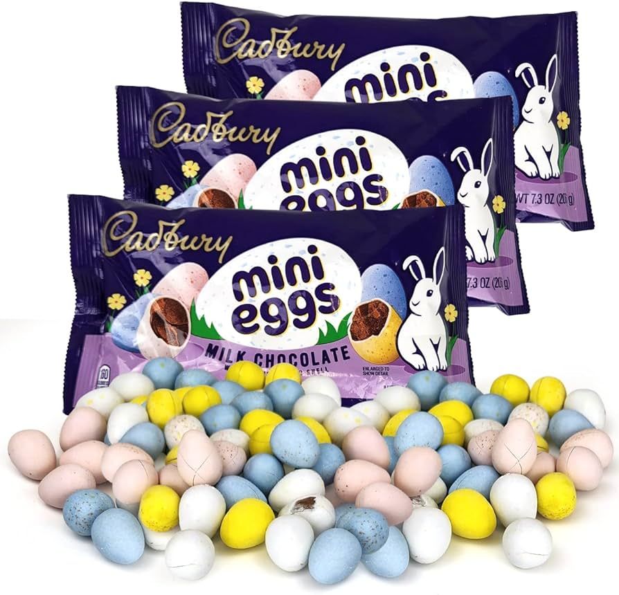 Cadbury Mini Eggs Easter Chocolates– 3-Pack Chocolate Milk Candy Bags for Kids, Holidays, Desse... | Amazon (US)