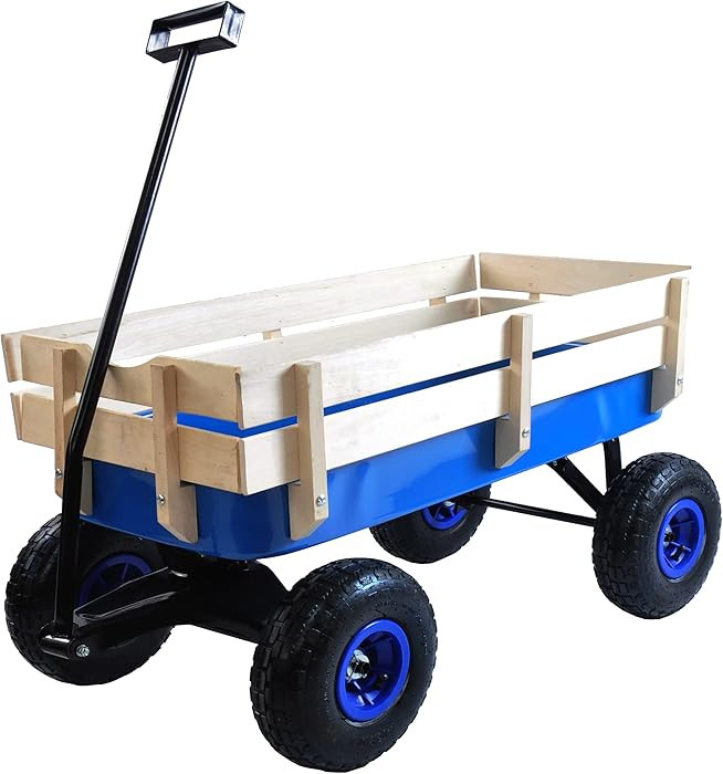 Classic Steel & Wood Utility Wagon for Family, Kids & Gardening, 10” All-Terrain Pneumatic Tire... | Amazon (US)