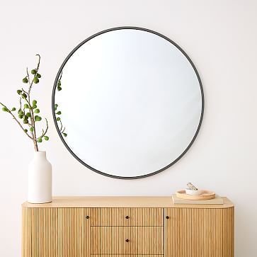 Metal Frame Oversized Round Mirror - 48" | West Elm (US)