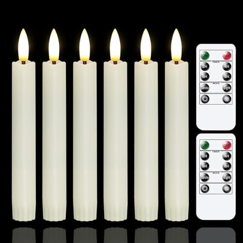 Battery Operated Flameless Taper Candles with Two Remote Timer, 6.4" LED 3D-Wick Window Candles, ... | Amazon (US)