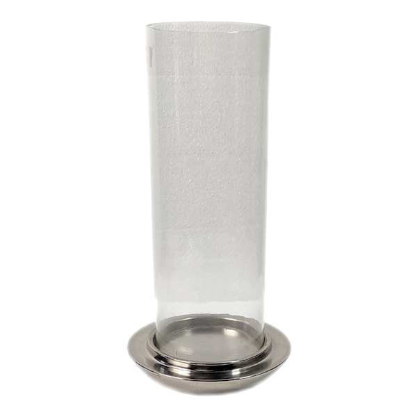 Glass Candle Holder With Silver Base, 12", Clear, sold by At Home | At Home