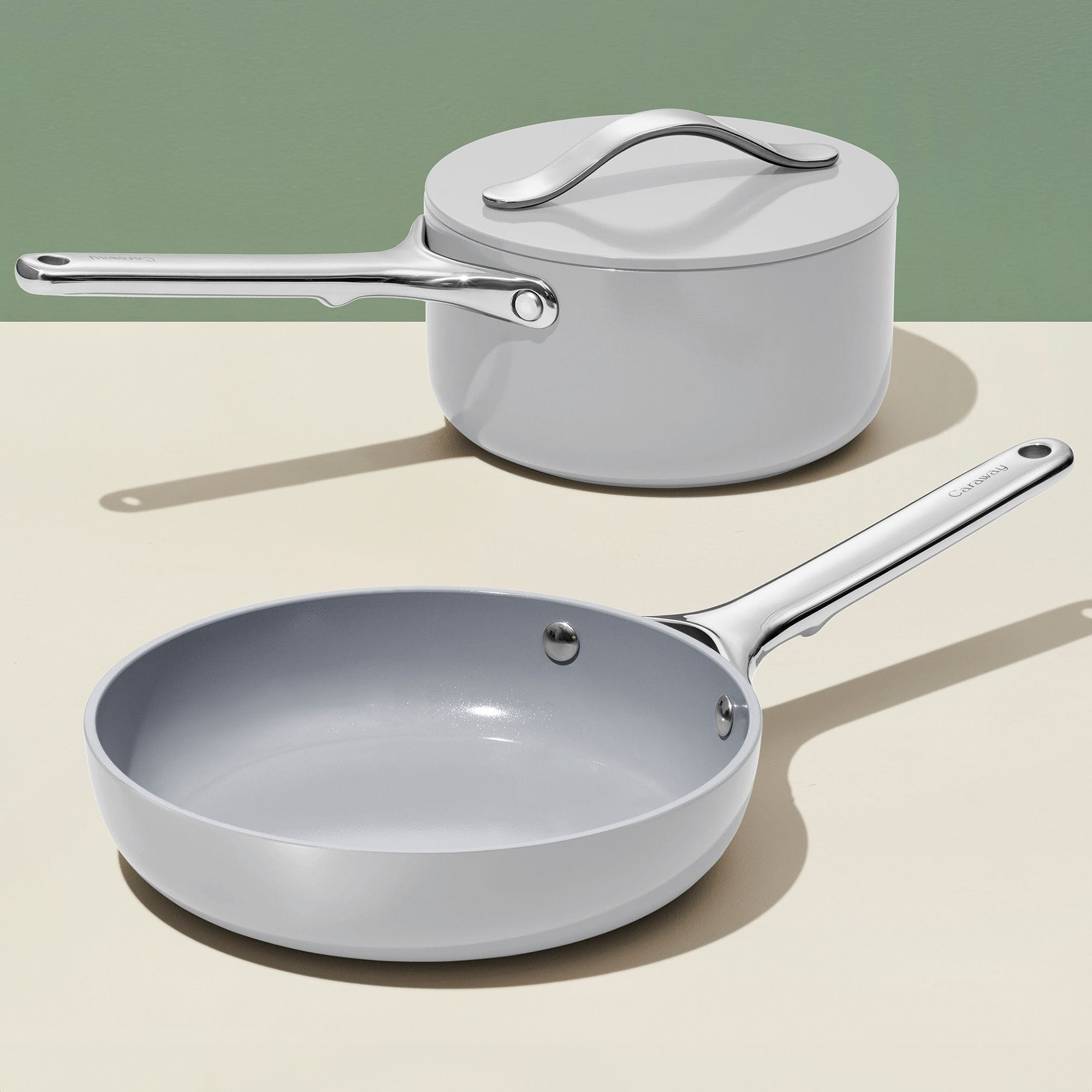 3 Piece Mini Duos Cookware Set In Gray | Non-Stick, Non-Toxic, PFAS-Free Ceramic Pans | Induction-Compatible For Healthy Cooking | Caraway | Caraway