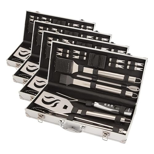 Cuisinart Deluxe Grill Tool Set, 20-Piece Grill Set, BBQ Accessories with Aluminum Case, Stainless Steel Grilling Accessories, Grilling Gifts for Men, for Dad Husband (Pack of 4) | Amazon (US)
