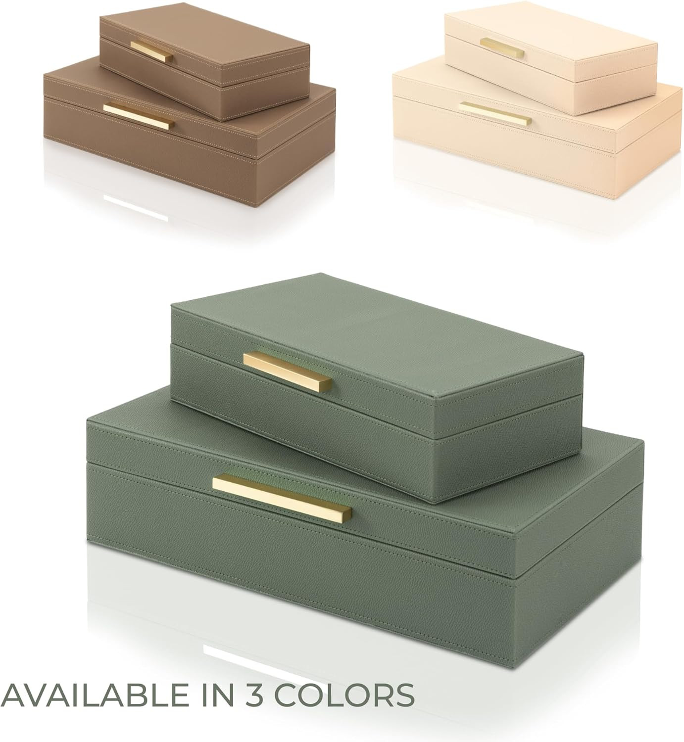 ZICOTO Decorative Storage Boxes with Lids – Set of 2 Beautiful PU Leather Organizer Bins for Yo... | Amazon (US)