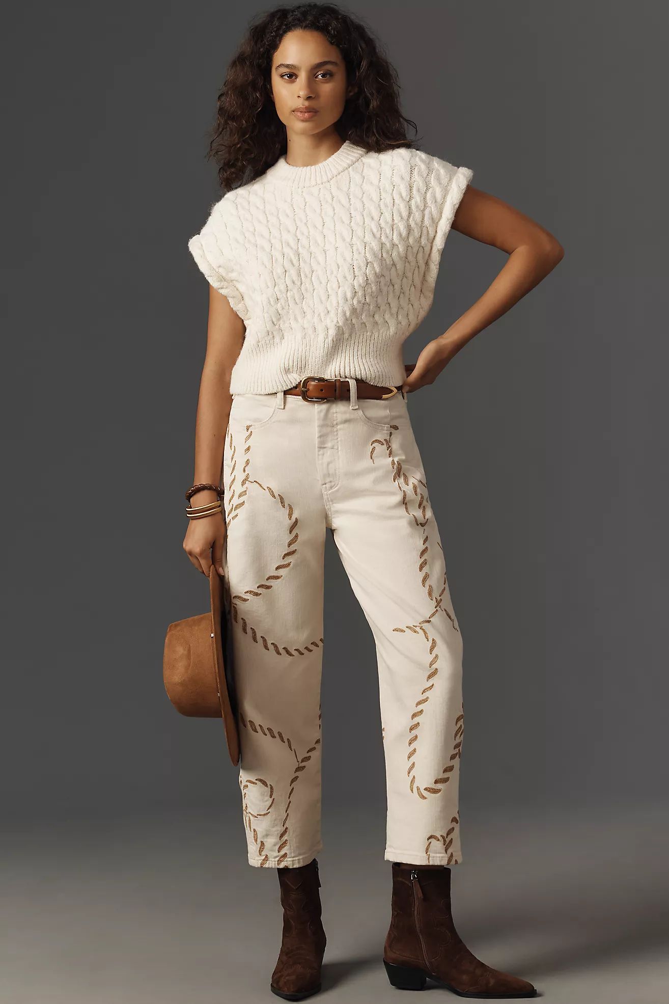 The Kenna Mid-Rise Heritage Barrel Jeans by Pilcro: Rope Edition | Anthropologie (US)