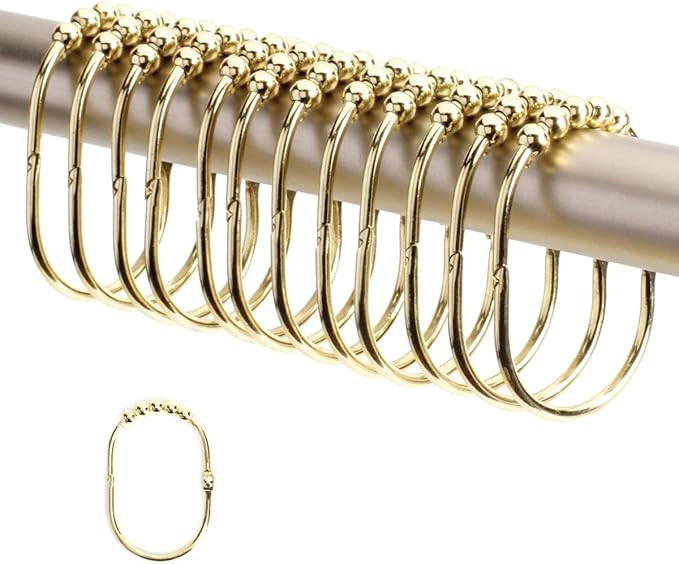 2 Lb. Depot Wide Shower Curtain Rings Hooks, Stainless Steel Set of 12 (Gold) | Amazon (US)