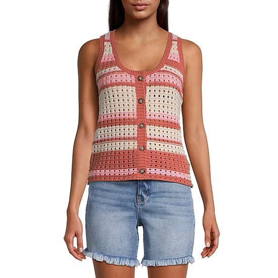 a.n.a Womens Scoop Neck Sleeveless Striped Pullover Sweater | JCPenney