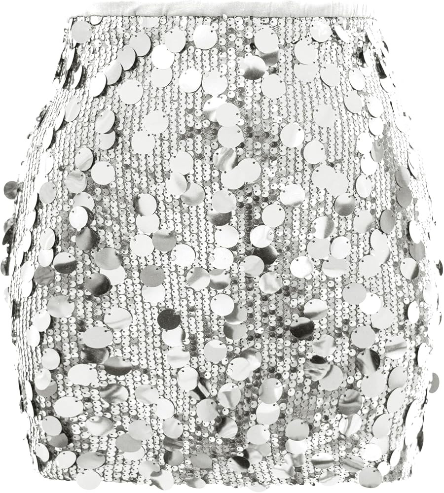 Women Sequin Mini Skirt Sexy Sparkle Waist Elastic Stretch Night Out Party Club Short Skirts | Amazon (US)