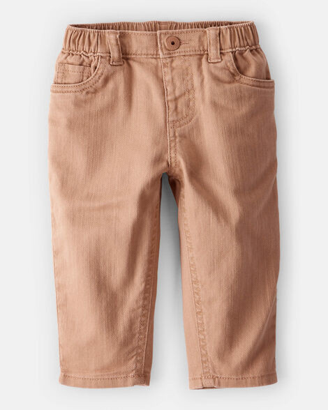 Baby Boy  Tapered 100% Cotton Twill Pants - Tan | Carter's Inc