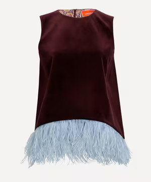 La Scala Solid Burgundy Velvet Top | Liberty London (UK)