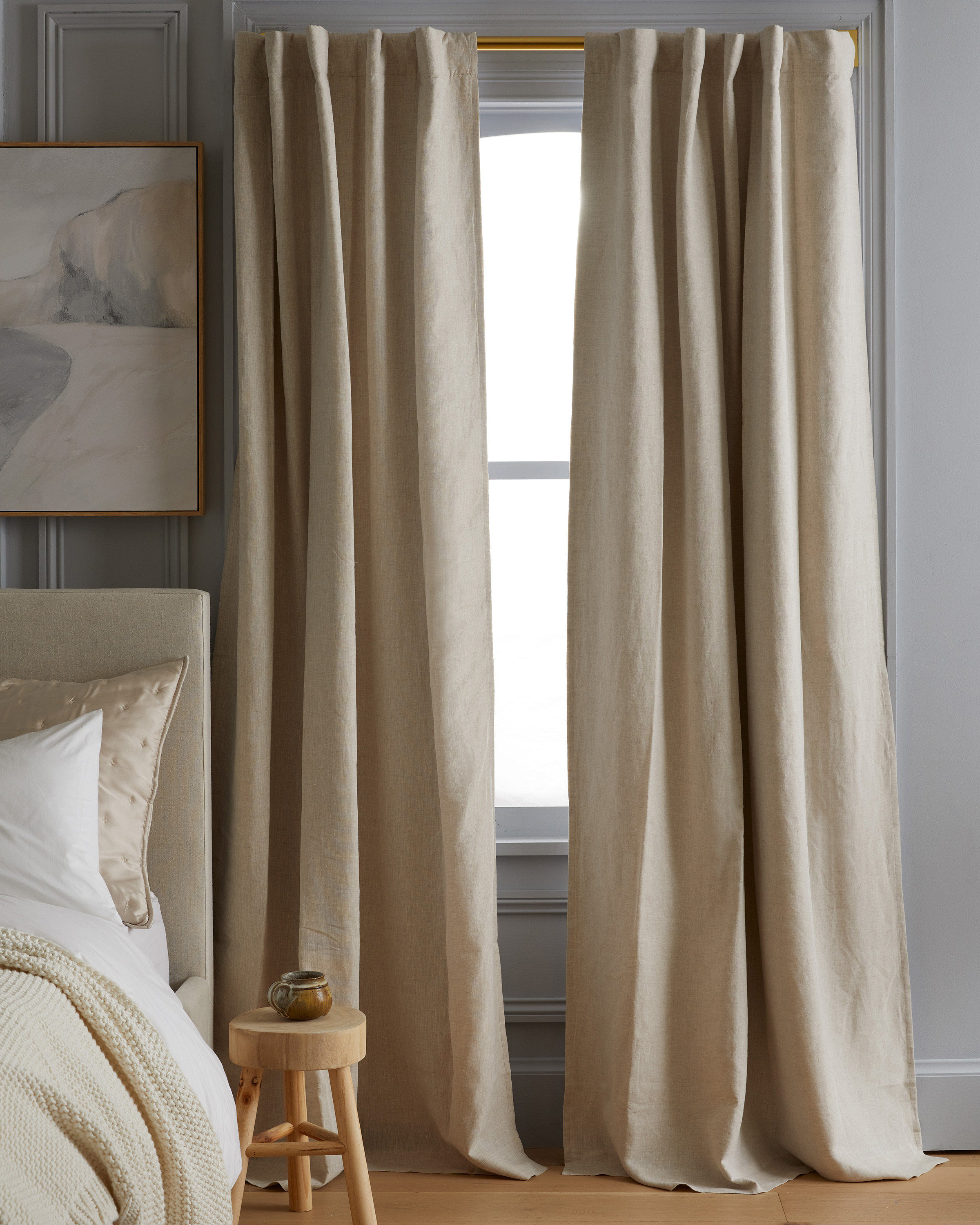 Quince | European Linen Room Darkening Curtain in Flax, Size 48x108 | Quince