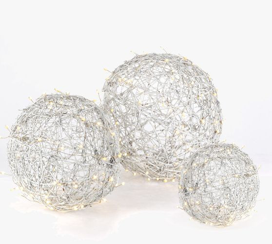 White Vine Silver Spheres - Set of 3 | Pottery Barn (US)
