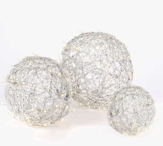 White Vine Silver Spheres - Set of 3 | Pottery Barn (US)