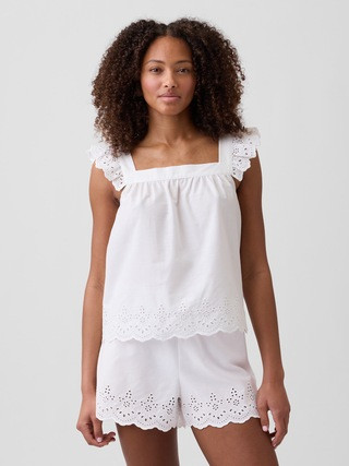 Poplin Eyelet PJ Top | Gap Factory