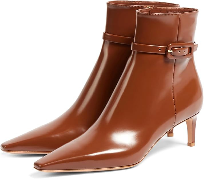 Adrizzlein Kitten Heel Booties for Women Sexy Pointed Toe Ankle Boots Patent Leather Booties Fall... | Amazon (US)