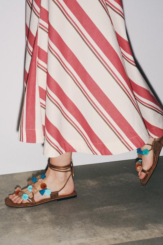 BEADED STRAPPY SANDALS | Zara UK