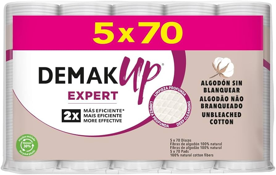 Demak'Up Expert Round Cotton Pads, Makeup Removal, 350 Cotton Pads, Pack Count 5 (5x70) | Amazon (UK)