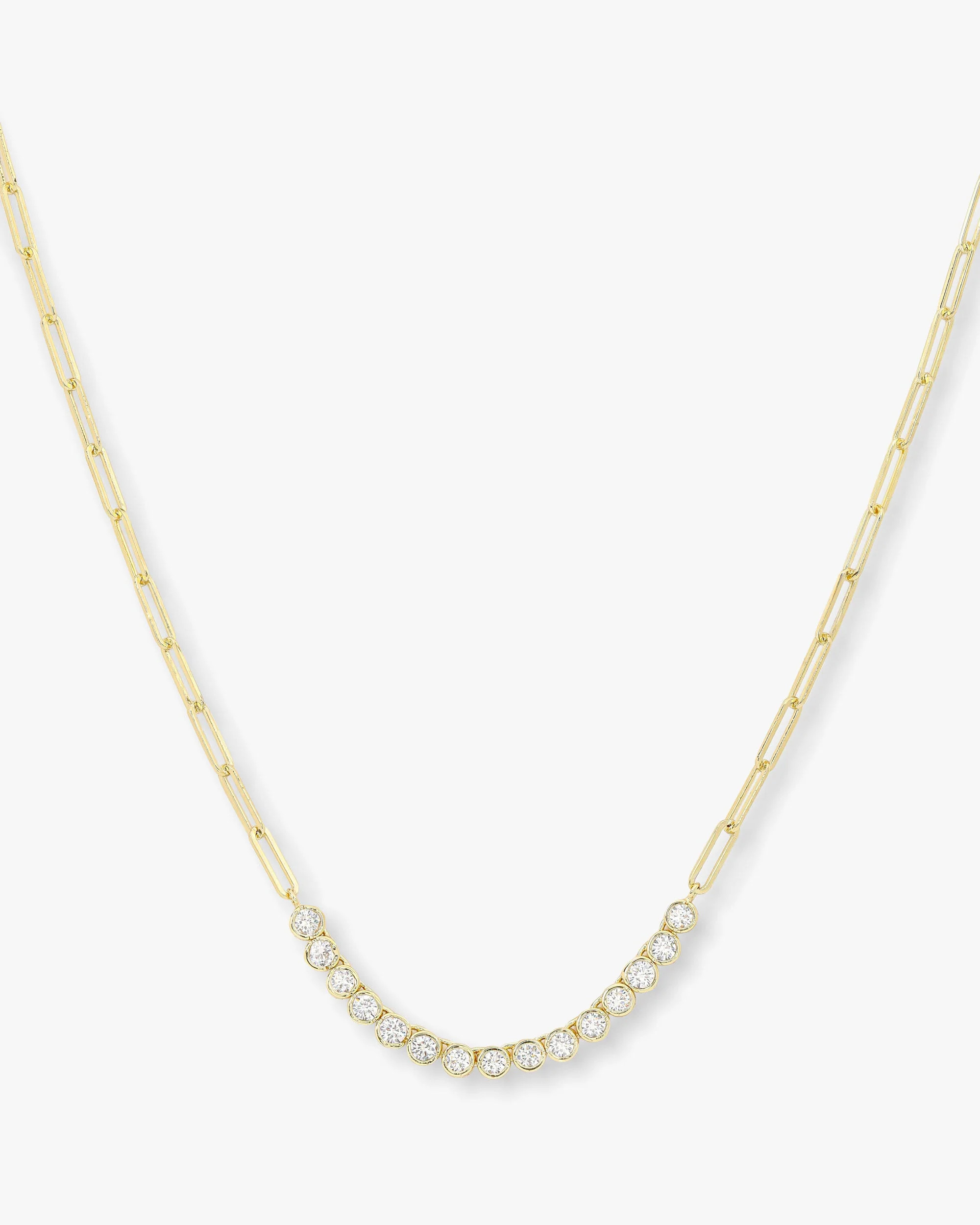 Baroness Samantha Tennis Necklace - Gold|White Diamondettes | Melinda Maria