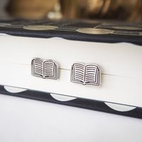 Book Stud Earrings - Silver Jewellery Bookish Gift Tiny For Lover | Etsy (US)