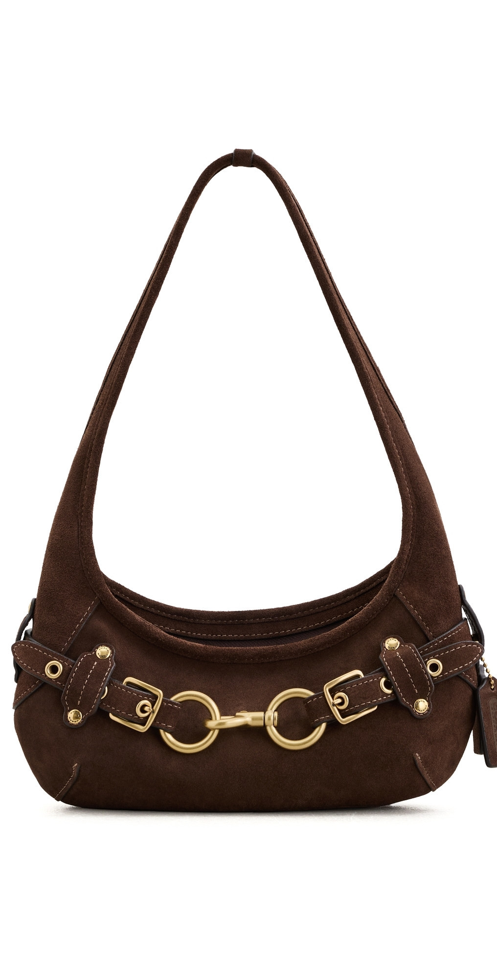 Coach Belted Ergo Suede Shoulder Bag 26 Dark Chocolate One Size | Shopbop