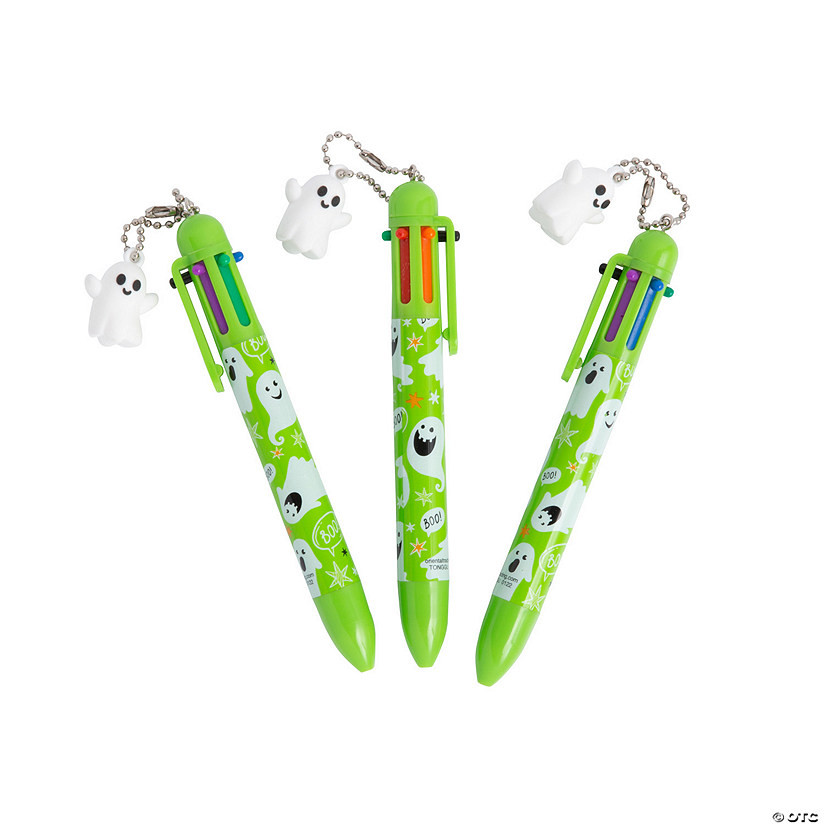 5 1/2" Halloween Plastic Shuttle Pens with Ghost Charm - 12 Pc. | Oriental Trading Company