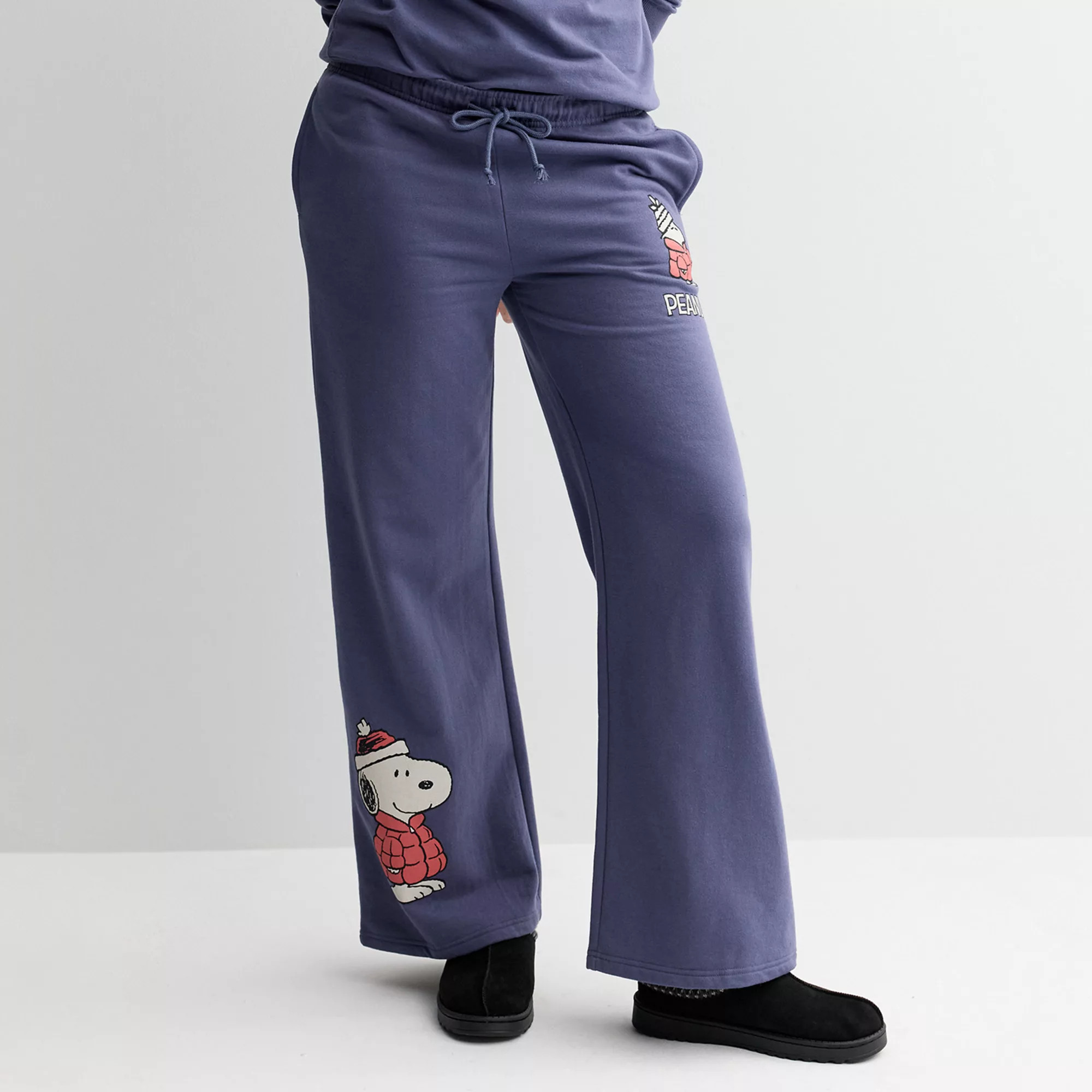 Juniors' Wide Leg Fleece Snoopy Sweatpants | Kohl's