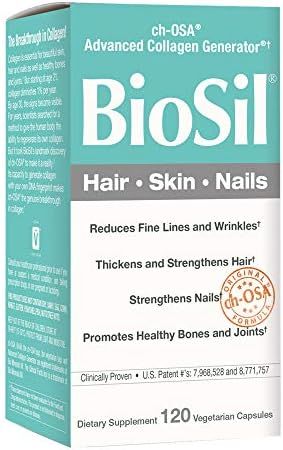 BioSil by Natural Factors, Hair, Skin, Nails, Supports Healthy Growth and Strength, Vegan Collage... | Amazon (US)