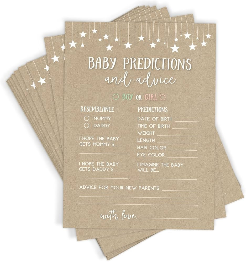 Printed Party Baby Shower Predictions and Advice, Rustic Kraft, 50 Cards | Amazon (US)