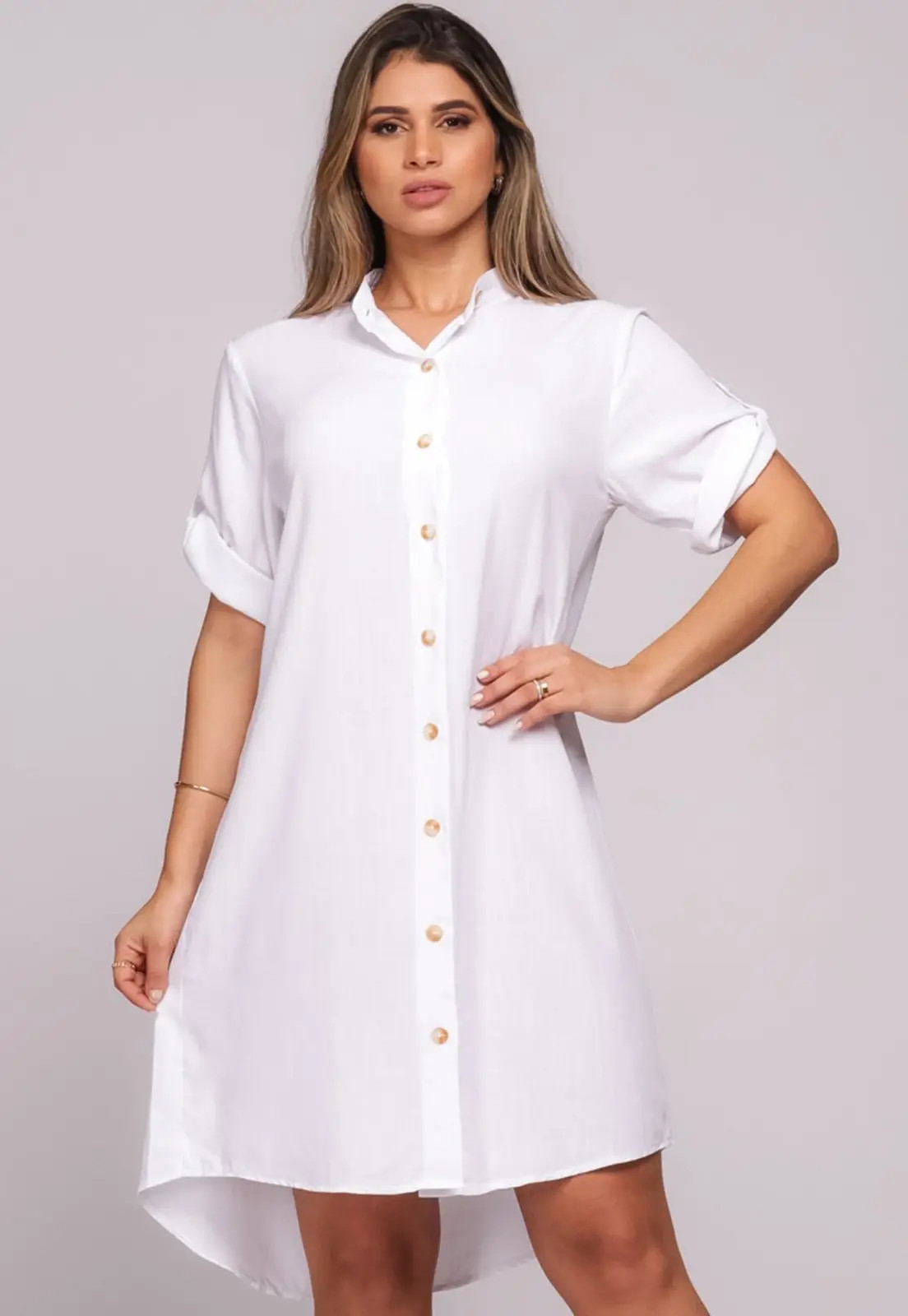 Vestido Chemise Botões M/C B’Bonnie Vitória Branco | Dafiti (BR)