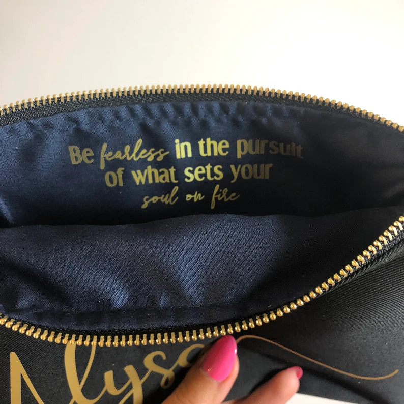 Be Fearless Graduation Quote Gift Custom Name Cosmetic Bag / Makeup Bag / Monogram / College / Un... | Etsy (US)