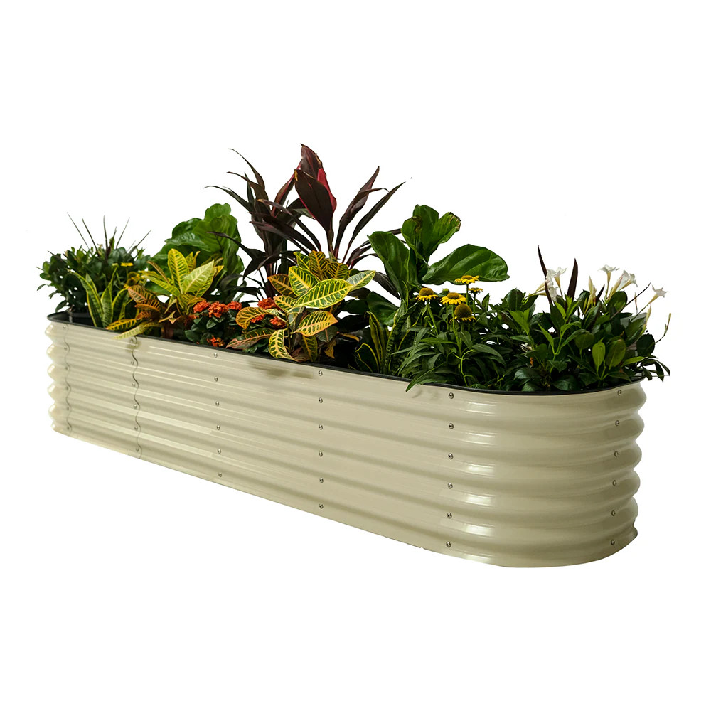 Vego Garden 42-in W x 78-in L x 17-in H Pearl White Metal Raised Garden Bed Rubber Large | VB9N117W | Lowe's
