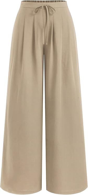 CIDER Wide Leg Pants for Women Palazzo Drawsting Elastic High Waisted Knotted Pleated Comfy Casua... | Amazon (US)