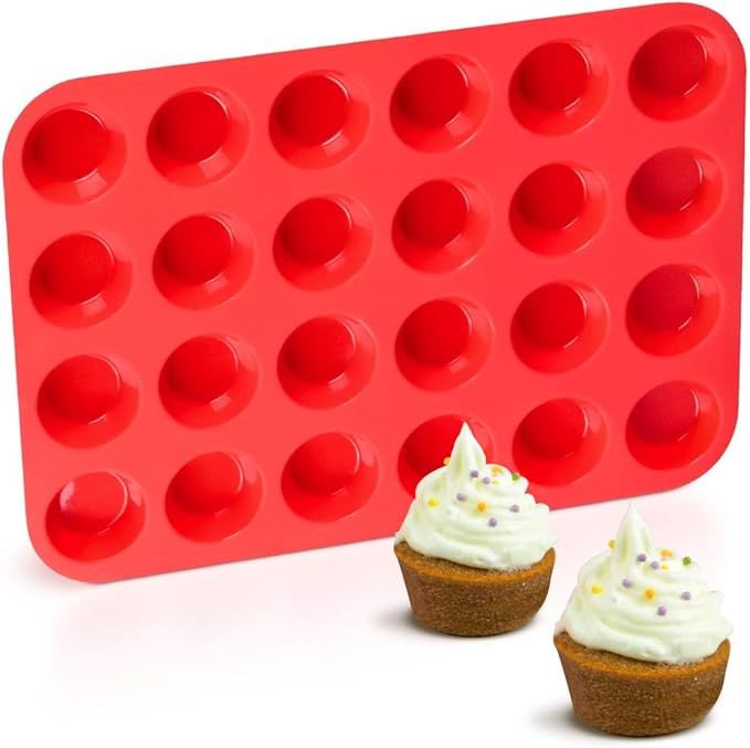 CAKETIME Silicone Muffin Pan Mini 24 Cups Cupcake Pan, Nonstick Food Grade Silicone Baking Pan 1 ... | Amazon (US)