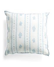 20x20 Floral Striped Garden Whipstitch Trim Cotton Pillow | TJ Maxx