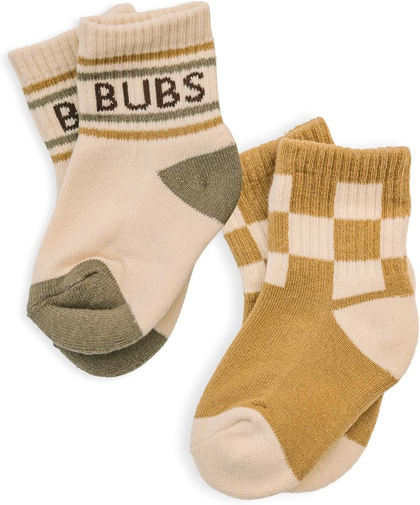 Lottie Dottie Baby, Toddler Half-Crew Cotton Socks 2-Pack | Checkered and Retro Stripe Socks | Un... | Amazon (US)