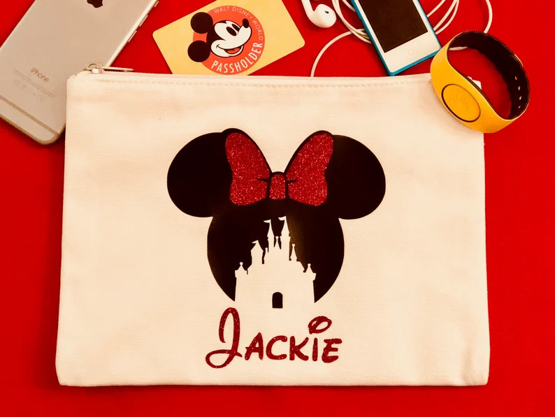 Disney Personalized Canvas Zippered Cosmetic Bag | Etsy (US)