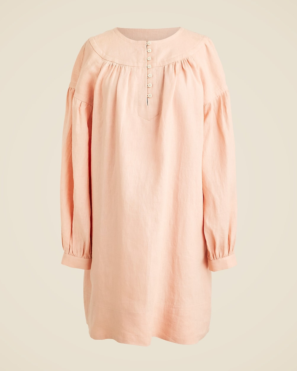 Gathered popover dress in linen | J. Crew US