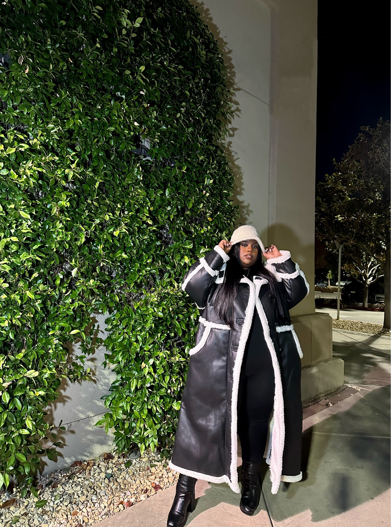 Coat is in a 22 I recommend sizing down 1-2 sizes coat runs really big. Jumpsuit is from Fashion Nova, hat is from Forever 21, and boots are from DSW.

#LTKSeasonal #LTKplussize