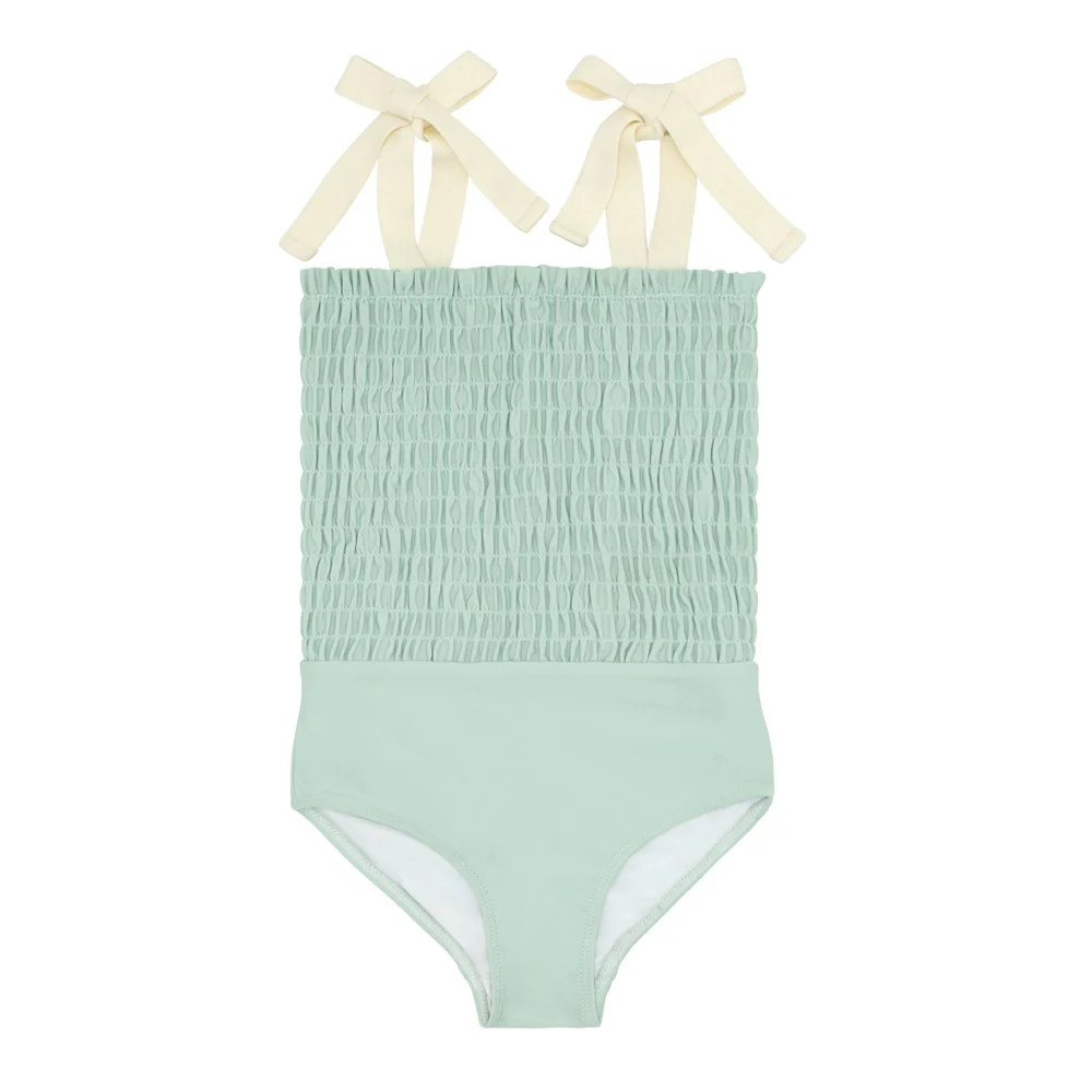 girls pistachio smocked one piece | minnow swim | minnow