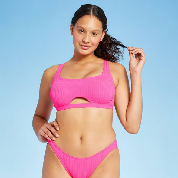Juniors' Ribbed Front Cut Out Bralette Bikini Top - Xhilaration™ | Target