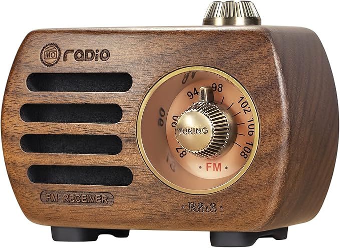 PRUNUS Wood Retro FM Radio Bluetooth Mini Portable Wooden Old Vintage Radio Speaker, Rechargeable... | Amazon (US)