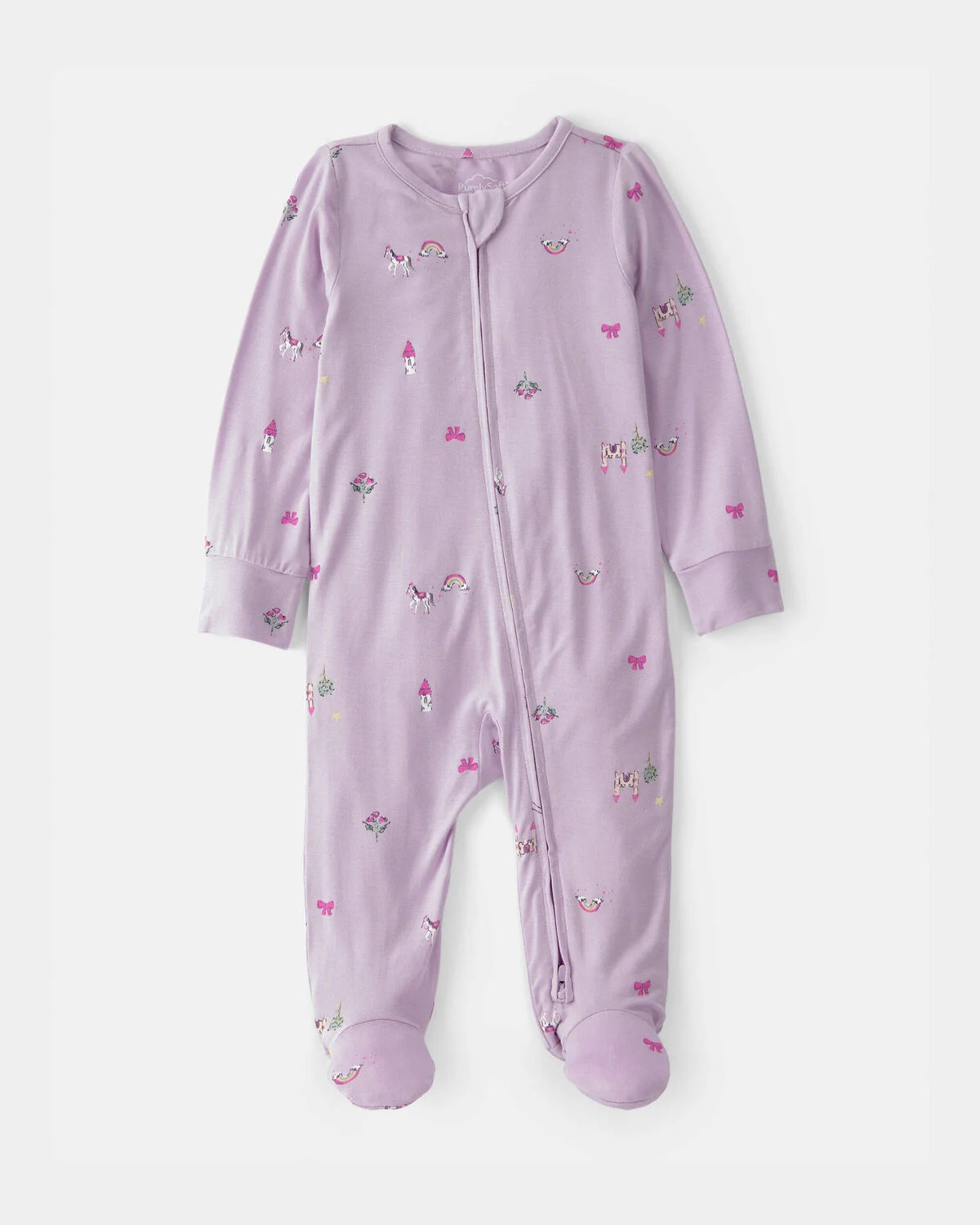 Baby Girl Fairytale 2-Way Zip PurelySoft Footie Sleep & Play Pajama - Purple | Carter's Inc