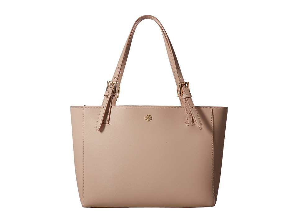 Tory Burch York Small Buckle Tote (Light Oak) Tote Handbags | Zappos
