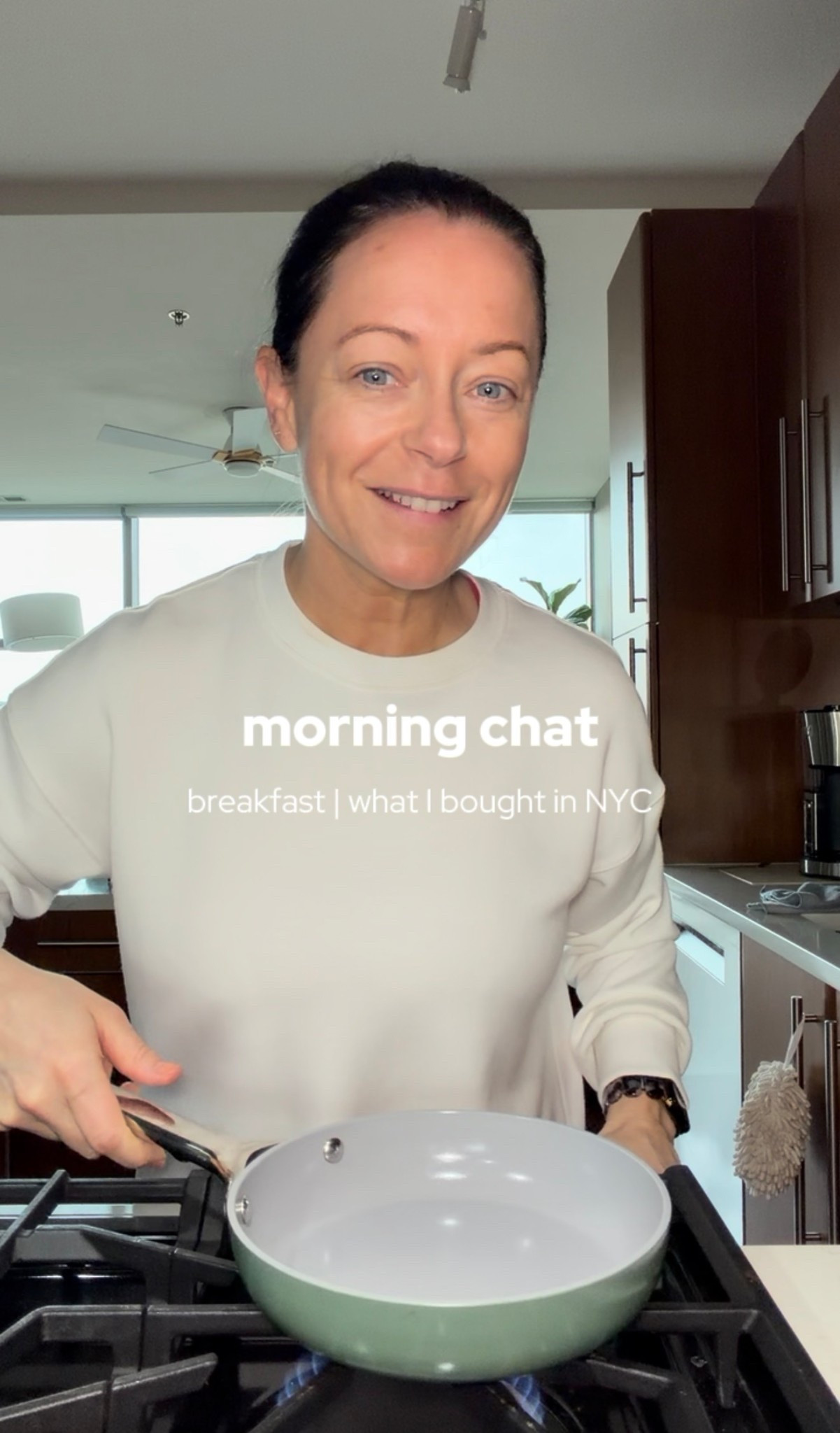 Making breakfast and talking about my trip to New York and everything I bought￼