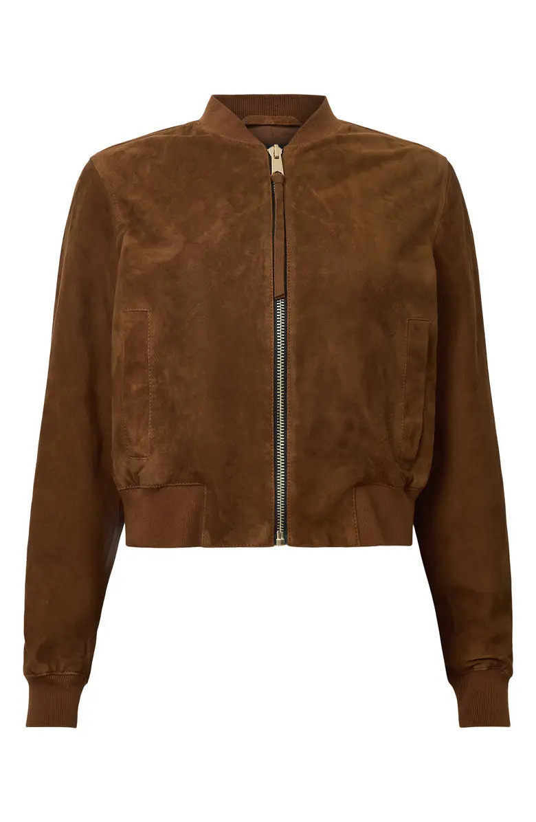 AllSaints Orten Suede Bomber Jacket | Nordstrom | Nordstrom