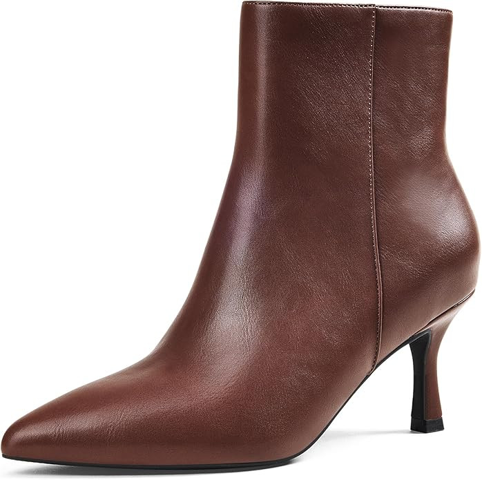 GENSHUO Women's Pointed Toe Kitten Ankle Booties 2.75 Inch high heel Fall Winter Short Boots with... | Amazon (US)