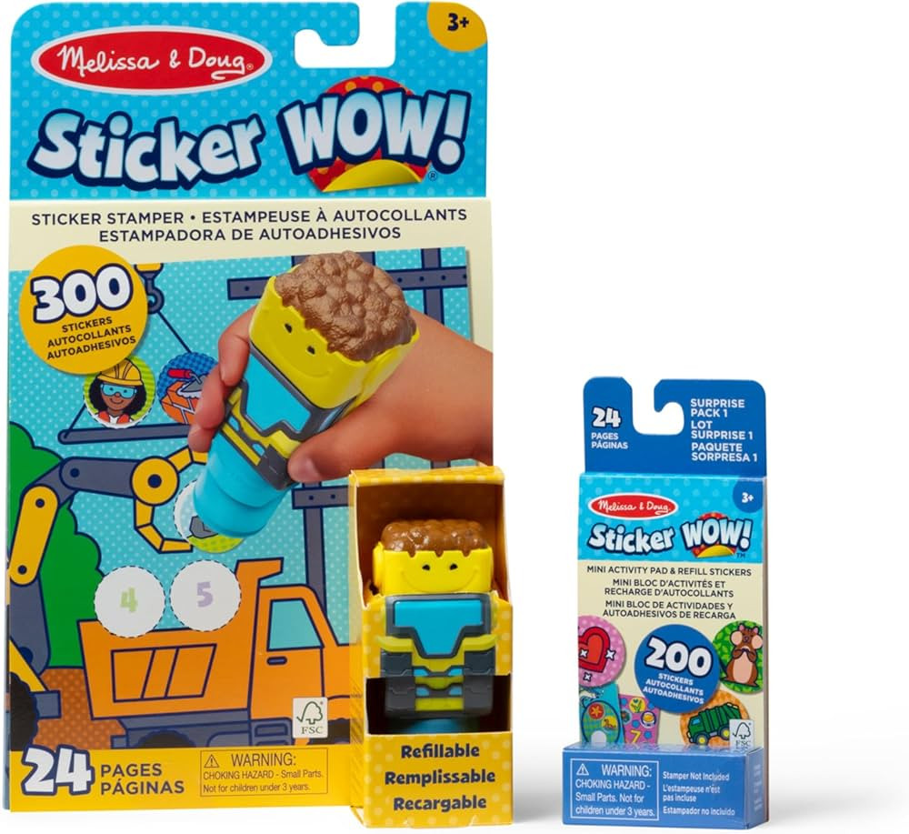 Melissa & Doug Sticker Wow!™ Bulldozer Bundle: 24-Page Activity Pad, Sticker Stamper, 500 Stick... | Amazon (US)