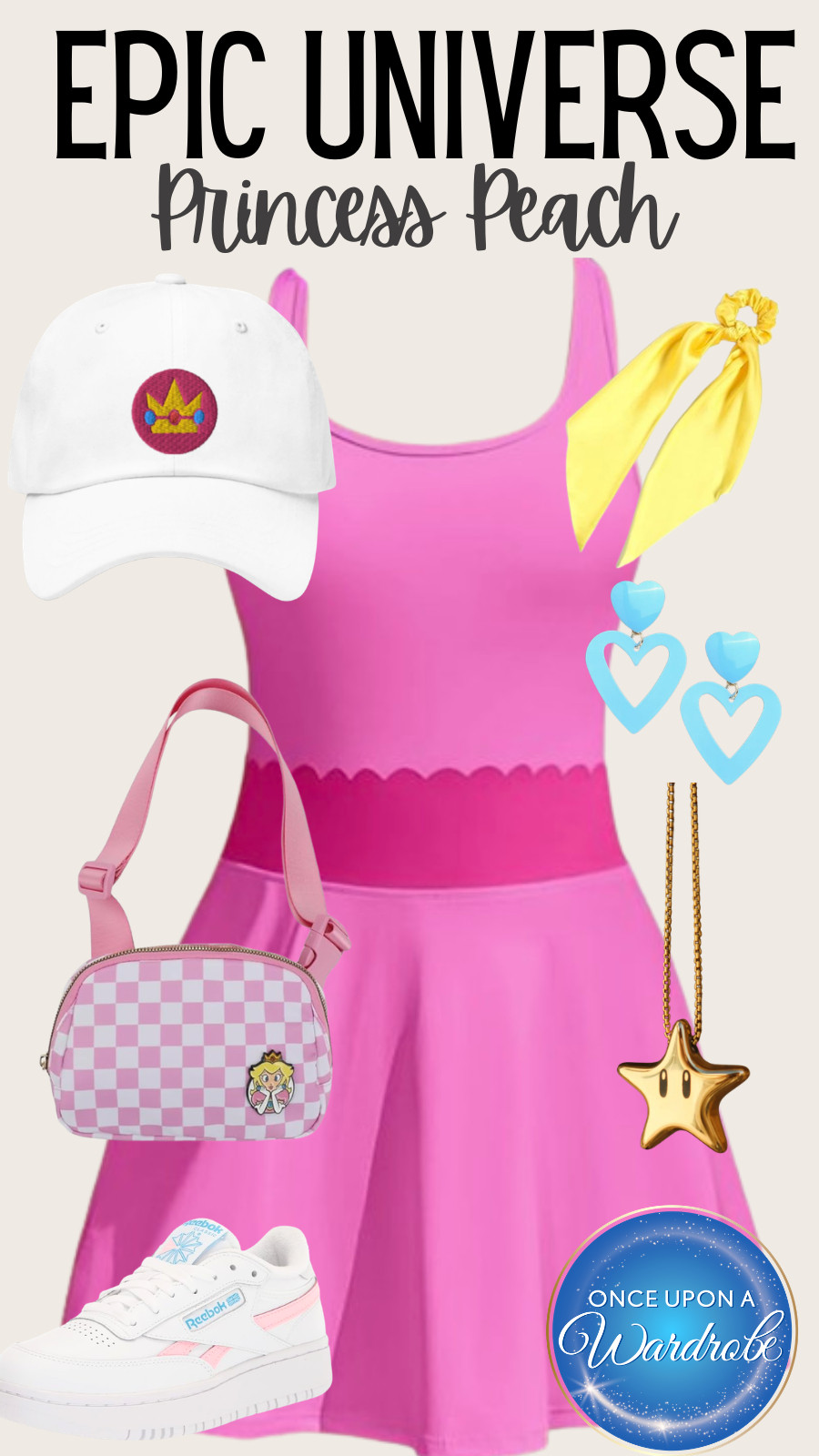This Princess Peach look is such a fun option for Super Nintendo World at Epic Universe.

The bright pink dress gives that classic Peach vibe, but pairing it with sneakers, a crossbody bag, and subtle Nintendo accessories keeps it comfortable and wearable for a full park day.

If you’re putting together Super Nintendo women’s outfits or planning Epic Universe outfits that feel themed without going full costume, this is an easy, cute option that still photographs so well in the land. 

 #LTKmomlife #LTKTravel