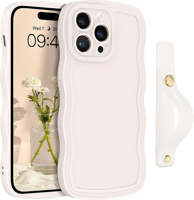 GUAGUA for iPhone 14 Pro Max Case with Wrist Strap, Cute Curly Wave Phone Case iPhone 14 Pro Max ... | Amazon (US)