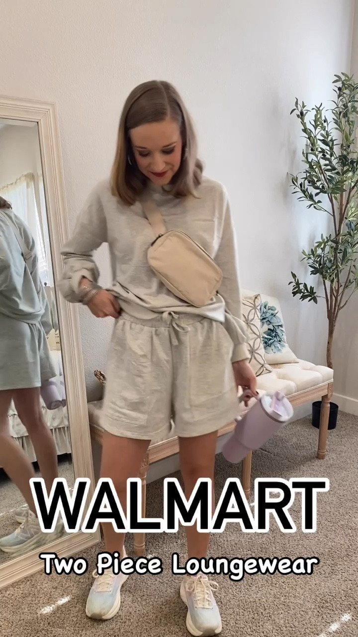 Walmart two piece loungewear that I will be wearing all spring long! 🤍 